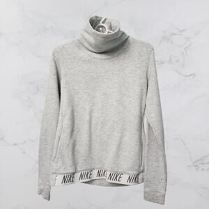 NIKE WOMENS DRY COWL NECK TRAINING TOP Gray Sweater Size S